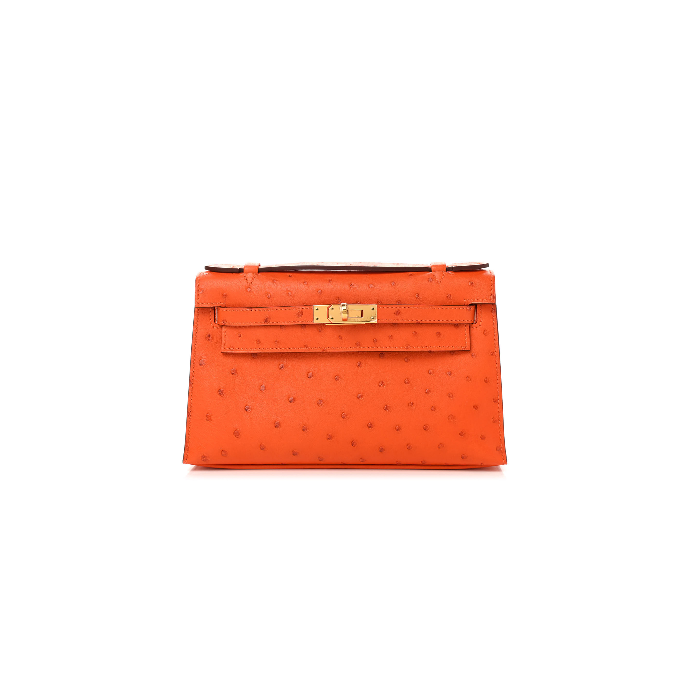 H**mes master ostrich kelly pochette tangerine (22*14*7cm)